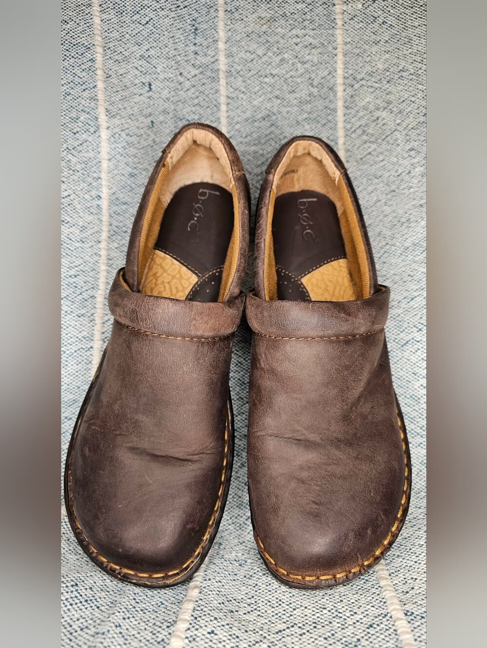 b.o.c. by Born Brown Leather Clogs Mules Slip On Shoes Women’s 9.5